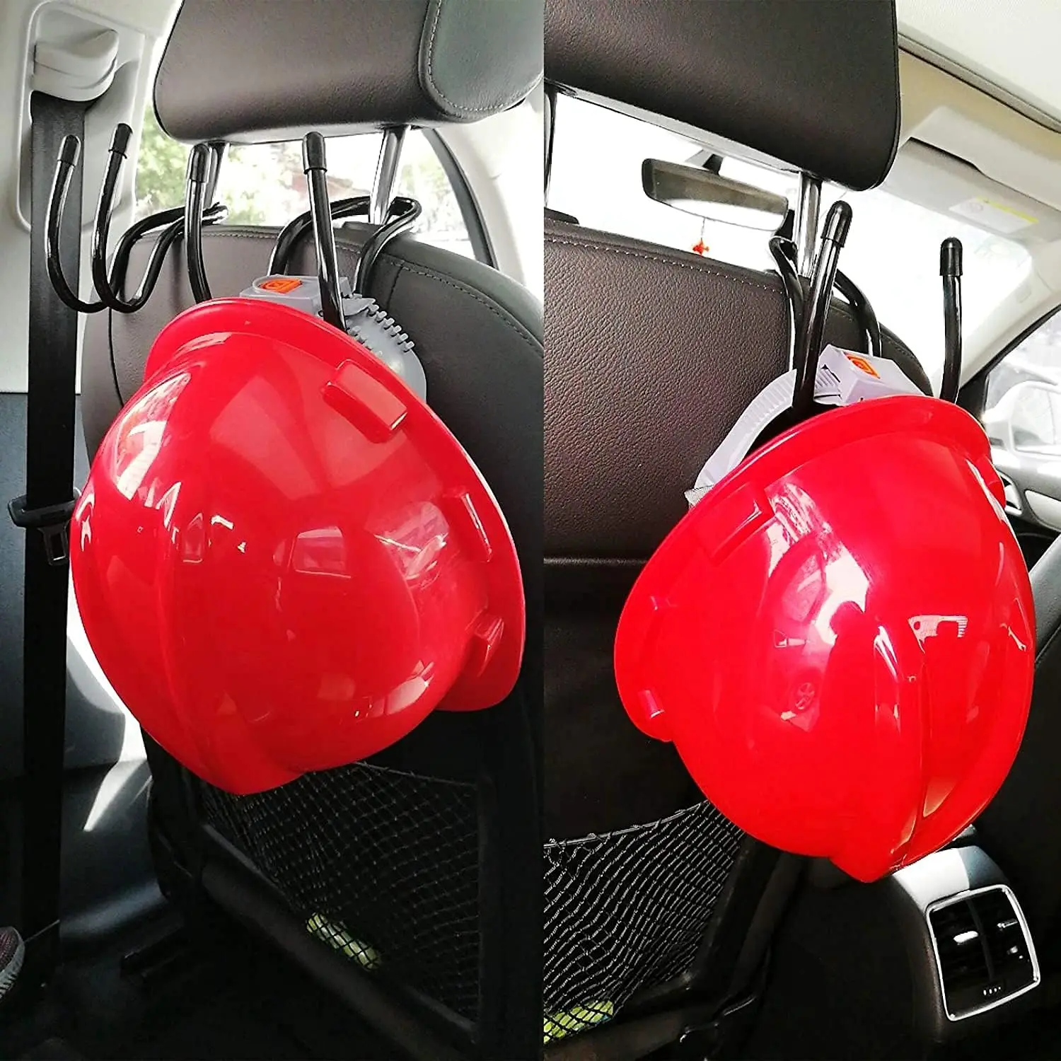 Flexible Over The Seat Hard Hat Rack Hard Hat Holder Hard Hat Hanger for    Headrest Hangers - Universal Adjustable Hooks for bags, Coats, Purses - 4 Pack - No Hard Hat