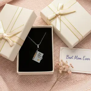 My Mom Book Necklace Best Mom Ever Personalized Stainless Steel Pendant for Mother's Day Birthdays Durable Metal Coating Jewelry Gift