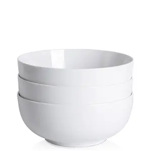 Garvee 3 - Pack Large Salad Bowls Set, 64 - Ounce Porcelain Bowls for Kitchen, White Salad Soup Pasta Bowls, Dishwasher & Microwave Safe