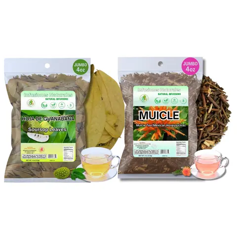 VIRAL Combo – Guanábana (Soursop) Leaves Tea + Muicle Tea – 4 oz Each – 100% Natural, Mexican Herbal Infusion – Wildcrafted, Non-GMO, Vegan