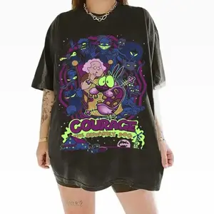 Courage the Cowardly Dog T-Shirt, Vintage 90s Cartoon Graphic Tee, Retro Oversized Streetwear Top, Unisex Gift Shirt, Top Menswear Streetwear Tropical