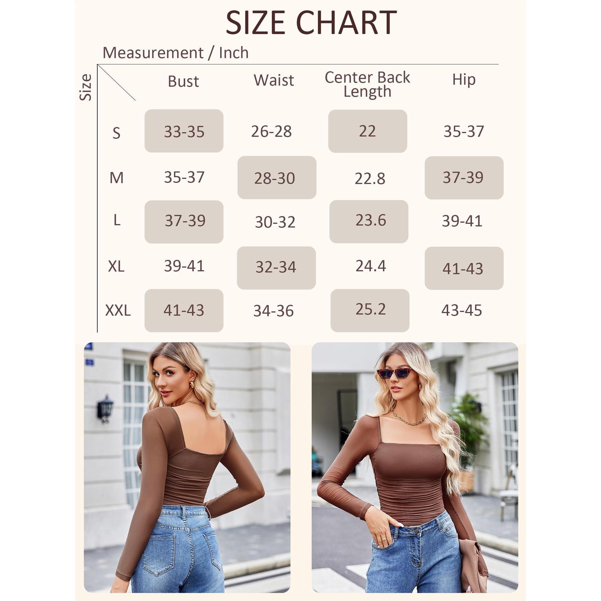 Women's Square Neck Mesh Long Sleeve Bodysuit Shirts Ruched Body Suit Sexy Sheer Tops Date Night Outfit Slim-Fitting Soft Stretchy Spandex Casual Chic