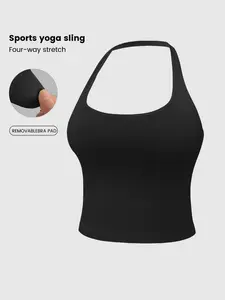 Women's Plain Sporty Tank Top, Halter Neck Design for Comfort and Fashion, Ideal for Gym Sports and Daily Wear, Yoga Sports Vest, Sports Singlet