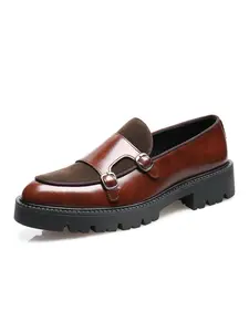 Men's Fashionable Patchwork Design Slip on Dress Shoes, Casual Comfortable Loafers for Daily Wear, Male All-match Shoes for Daily Wear, Pu Leather Loafers