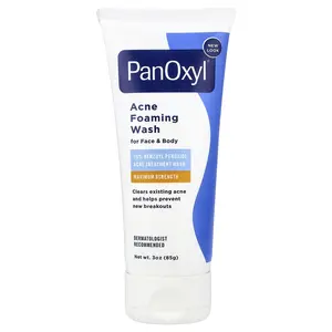 PanOxyl Acne Foaming Wash For Face & Body, Maximum Strength, 3 oz (85 g)