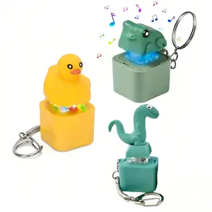 Lizard Frog Duck Keychain Rechargeable LED Color Changing Sound Toy Fidget Sensory Toy Valentine Birthday Christmas Gift for Kids Adults