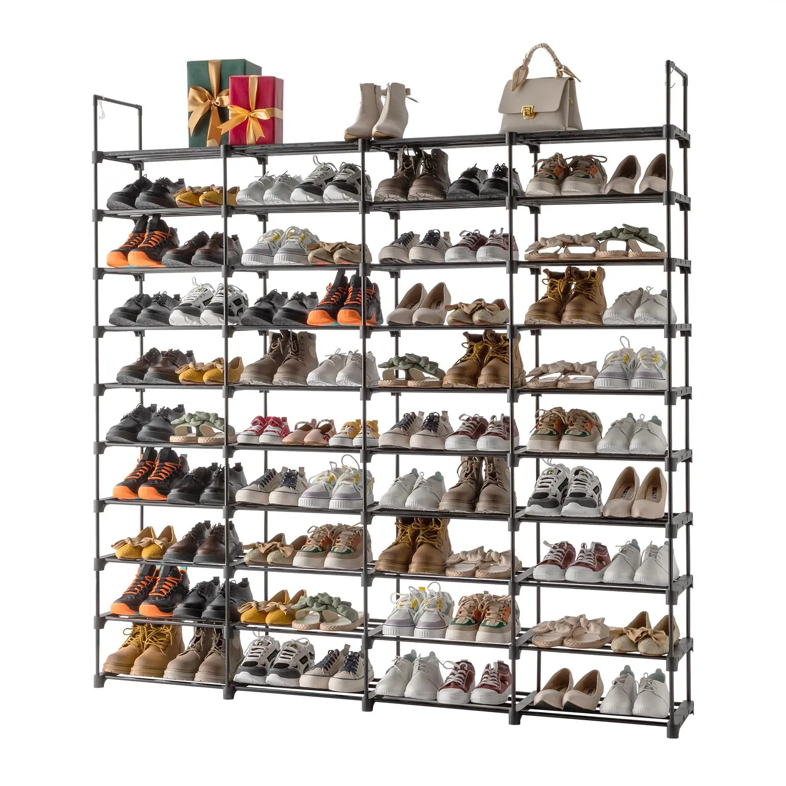 10 Tiers Shoe Rack Storage Organizer Stackable Shoe Cabinet Holds 80 Pairs Entryway Shoe Shelf for Organized Home