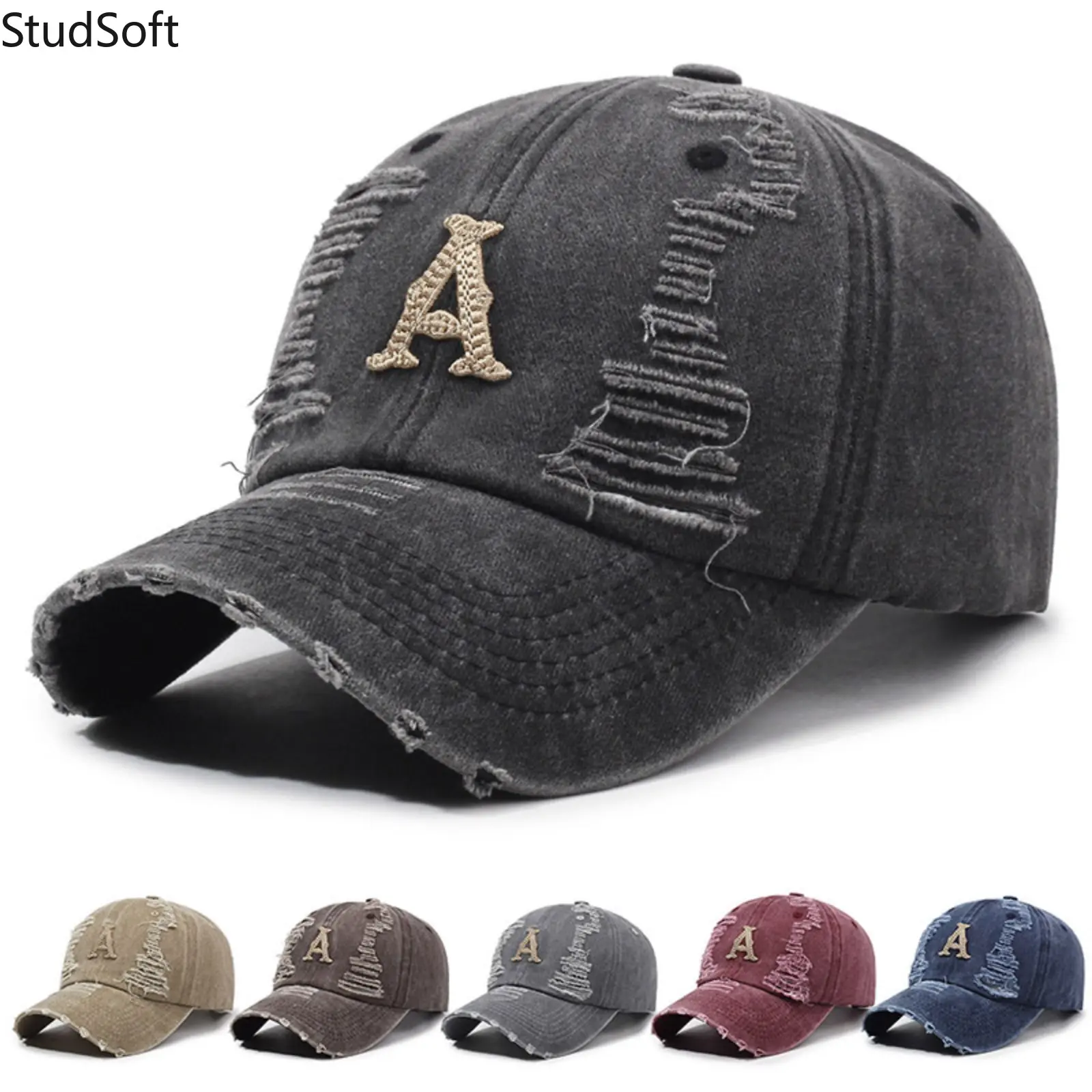 Unisex Casual Sports & Outdoor Hats - Soft-Top Cotton Baseball Cap with Washed Finish, Distressing, Embroidery, Frayed Edges, Versatile Outdoor Use, Soft Cotton, Baseball Caps, Adults, Beisbol, Sport Ready