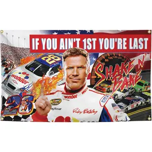 If You Ain't 1st First You're Las  3x5Ft Flag Tapestry for Talladega Nights Ricky Bobby Tapestry Funny Durable Cool Banner Man Cave Wall Decor with Brass Grommets for College Dorm Room