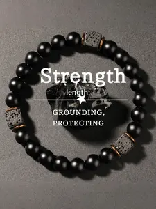 Men's Onyx Stone Beaded Bracelet, 8mm Matte Beaded Bracelet, Tarnish Free, Non Tarnish Jewelry, Grounding & Protecting Stone, Fashionable Bracelet, Fashion Jewelry Accessories for Men