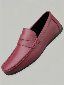 Men's Breathable Burgundy Leather Shoes, Slip on Shoes, Handmade Driving & Business Casual Comfort Footwear, Perfect for Daily Wear, Stylish Design