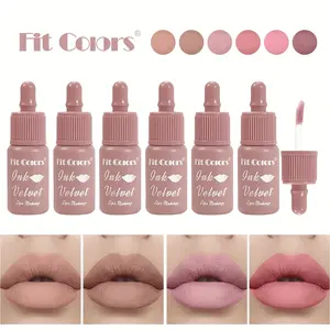 Fit Colors Velvet Matte Lip Glaze - Durable Creamy Texture in 6 Shades from Nude to Vibrant Hydrating Non-Tacky Daily Lip Makeup Glossy Lipgloss tinted brown gloss