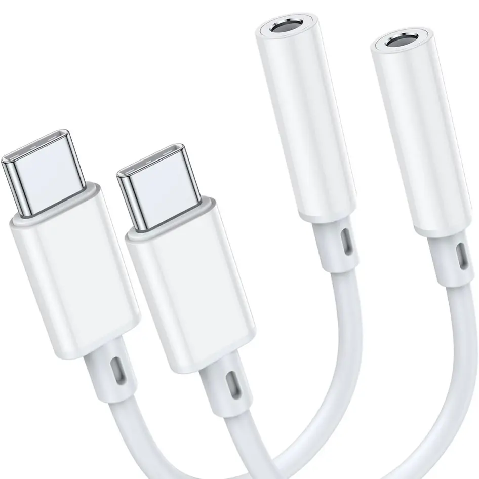 USB C to 3.5mm Headphone Jack Adapter for iPhone 16/16 Pro/15/15 Pro/Pro Max/Plus, Type C Aux Audio Dongle Cable Cord Compatible with iPad, Samsung Galaxy S23/S23/S22/S21Ultra, MacBook,Note 2 Pack