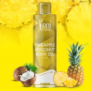 Pineapple Coconut Body Oil For Skin Care, Moisturizing And Great For Sensitive Skin With Fresh Brazilian pineapple, Hawaiian coconut, mango, coconut water, mimosa blossom, tonka bean, vanilla, sugar cane and banana peel Scent, essential Body Oil for Women