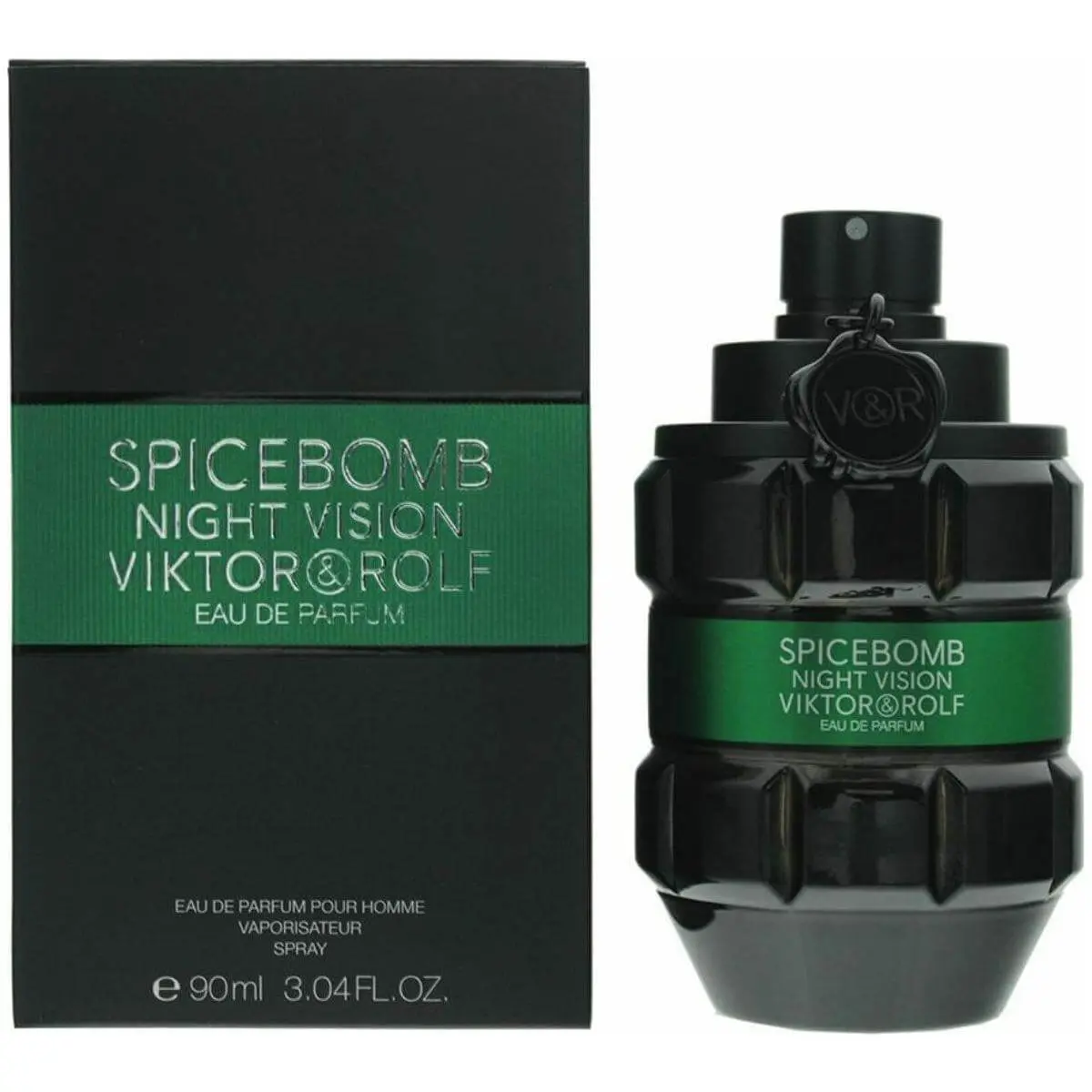 Viktor & Rolf Spicebomb Night Vision EDP, Intense Woody Spicy Men's Cologne with Cardamom & Cedarwood, Signature Scent for Evening Wear, 3.04 oz, Intense Scent, Citrus