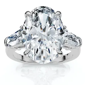 Certified 4 1/3Ct Oval & Baguette Diamond Engagement Ring 14k Gold/Pt Lab Grown