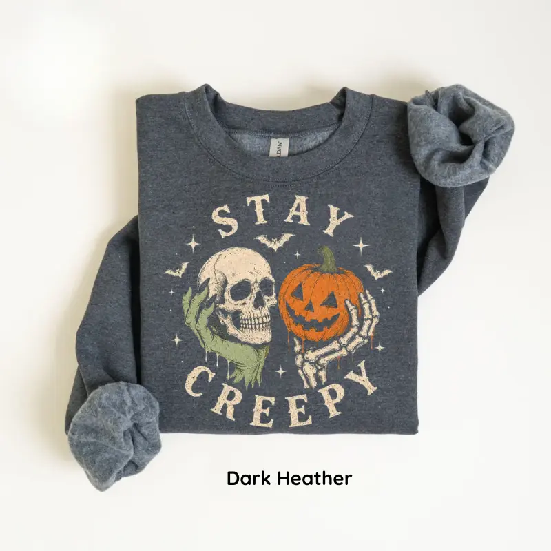Stay Creepy Sweatshirt, Retro Dripping Skeleton Halloween Crewneck, Pumpkin Spooky Graphic Sweater, Gothic Horror Pullover, Grunge Fall Gift