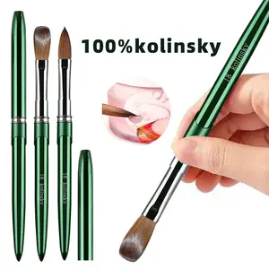 100%Kolinsky Acrylic Nail Brush Good Quality Nail Art Design Mink Brush Wood Handle Gel Builder Manicure Brush Drawing Tools Nail Care Tool Nail Supplies