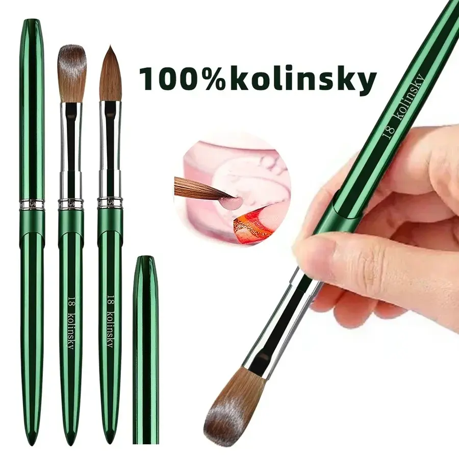 100%Kolinsky Acrylic Nail Brush Good Quality Nail Art Design Mink Brush Wood Handle Gel Builder Manicure Brush Drawing Tools Nail Care Tool Nail Supplies