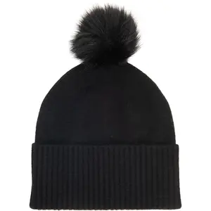 Frye Womens Boiled Beanie Faux Pom Casual Casual - Black