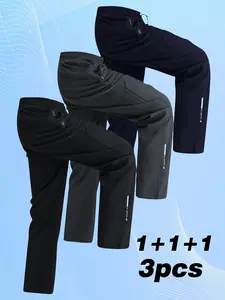 Men's Casual Long Pants Set - 3 Pieces, Trendy Fashionable Versatile Outdoor Sports Breathable Men's Trousers