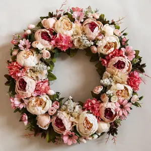 EZsenses Peony Wreath 23'' Spring Wreaths for Front Door, Artificial Large Floral Wreath for Front Door Wall Decor, Valentine’s Day Home Wedding Housewarming Gift