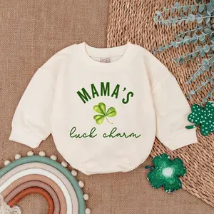 Mama's Little Charm Baby Romper - St Patrick's Day Bodysuit -Natural Irish Baby Outfit-Light Mauve Baby Romper-Baby bodysuit- Newborn Outfit