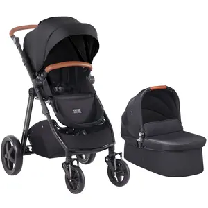 SummerWinsVEVOR Travel System Stroller with Infant Bassinet, 2-in-1 Baby Cradle Stroller Combo, Reversible Seat, Easy One-button Folding, EVA Tires with Brake Aluminum Stroller Carseat Combo Set (Black)dealsforyoudays