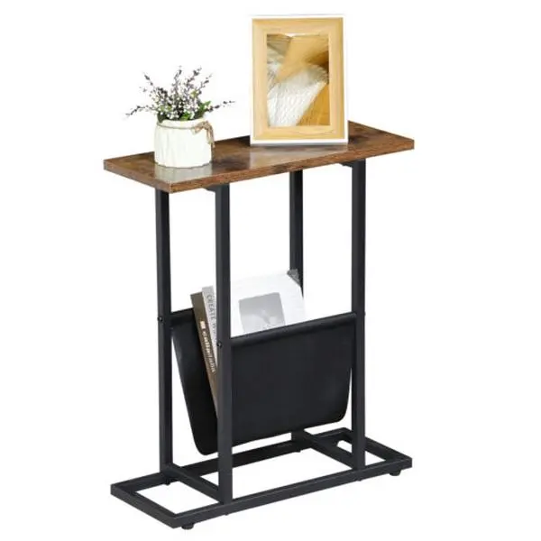 ZENSTYLE Rustic Brown Compact Assembled Nightstand - Aesthetic Clean Look Indoor Room Furniture, Magazine Holder, Shelf for Bedroom, Living Room Organizing Storage