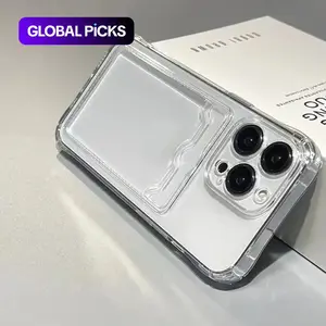 Transparent Slim Fit Card Holder Phone Case Protector for iPhone 6 7 8 9 X XS XR 11 12 13 14 15 16 17 PRO MAX PLUS Air mini, Shockproof Lightweight Design, Clear Color Protective Cover #GLOBAL PICKS