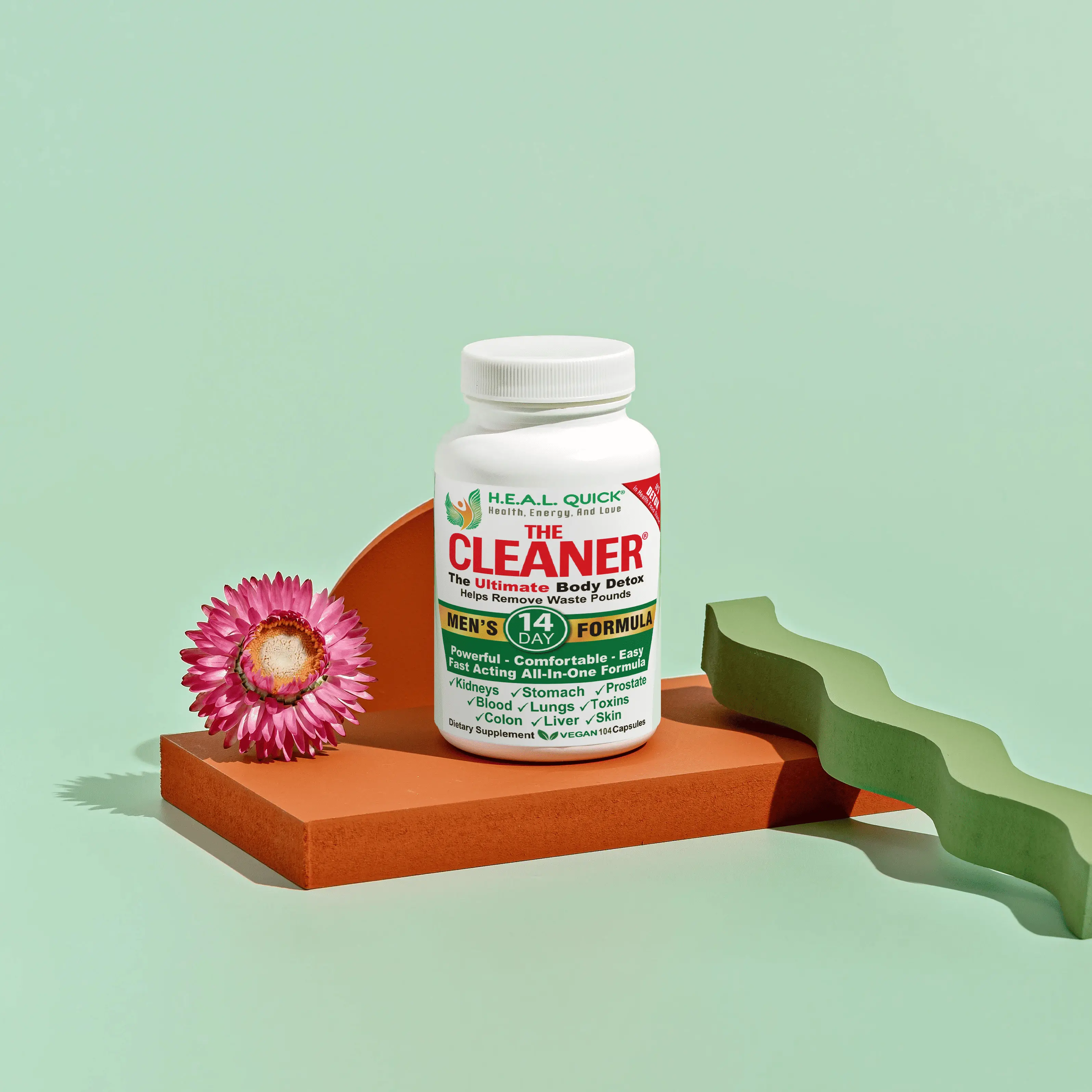 14-Day The Cleaner Detox Natural Herbal Dietary Supplement Capsules - Male Gut Cleanse, Full Body Detox Support for Everyday Healthcare & Fitness Needs, Single Bottle Digestive Wellness Supplement