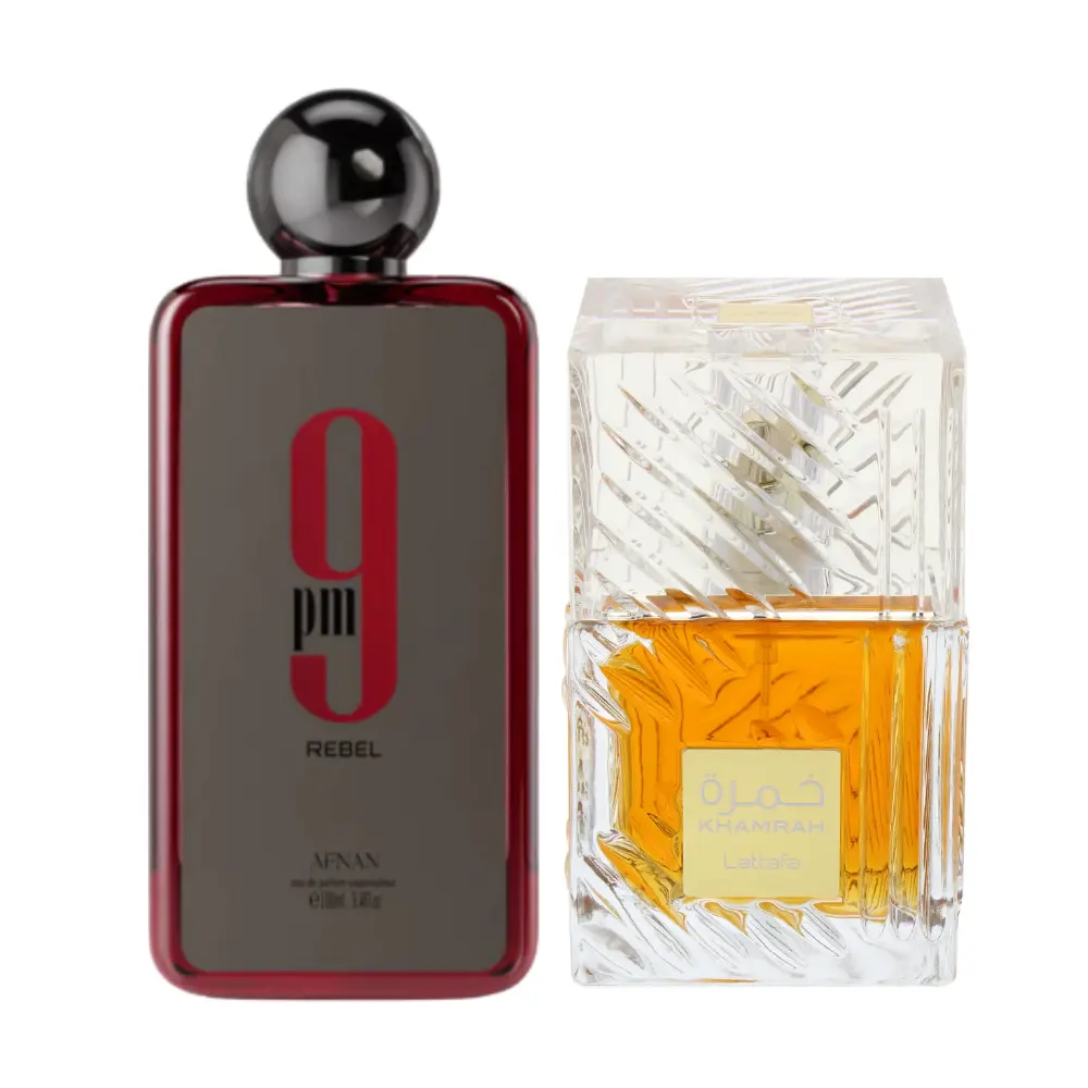 Afnan 9PM Rebel and Lattafa Khamrah Fragrance Gift Bundle for Men - 3.4 Oz Each Afnan 9PM Rebel and Lattafa Khamrah Fragrance Gift Bundle for Men - 3.4 Oz Each
