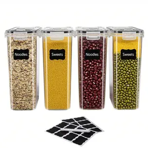 4pcs-2.5L Airtight food storage containers with LIDS, pasta containers with LIDS, BPA-free plastic food jars with LIDS, containers for kitchen and pantry organization and storage, dry food jars for flour, sugar and grains, kitchen supplies