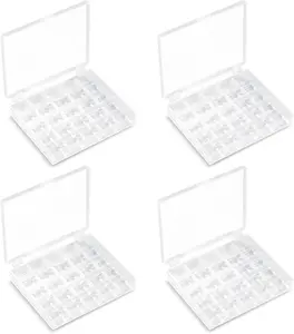 Opret 25 Slots Bobbin Organizer, Transparent Plastic Bobbin Case, Empty Spools Box for Sewing Supplies, 4 Pack, Compatible with Class 15 & SA156 Bobbins