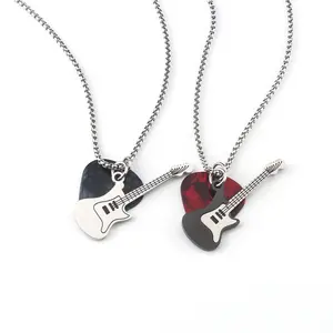 Rock Guitar Pick Necklace Perfect Gift for Guitarists & Music Fans Fashionable Collarbone Chain autumn rapper link cross boat anchor Gold-Plated Crucifix