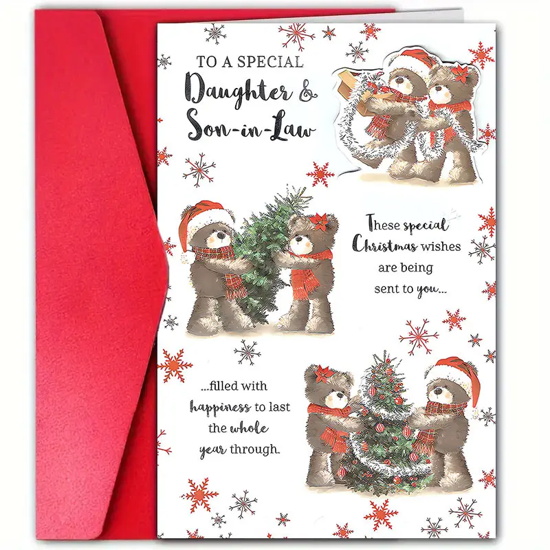 Charming Christmas card for daughter and son-in-law with envelope, perfect for festive celebrations and greetings
