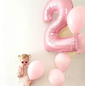 40 Inch Balloon Number 2 Pastel Pink, Large Foil Light Pink Number Balloons Set 0-9 for Girls Women, Digital 2 Helium Balloons for Girls 2nd Birthday Graduation Princess Party Decorations