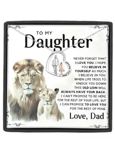 To My Daughter Necklace - Heart Pendant with Dad's Love Message, Sentimental Birthday Christmas Gift for Daughter from Dad -Gift Idea