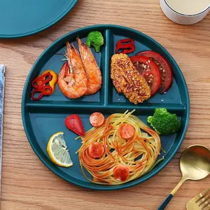 3-grid Food Plate, 1 Count Round Shaped Dinner Plate, Anti-drop Kitchen Plate, Household Tableware for Kitchen Dining Room, Meals Tool, Durable Utensils Tableware