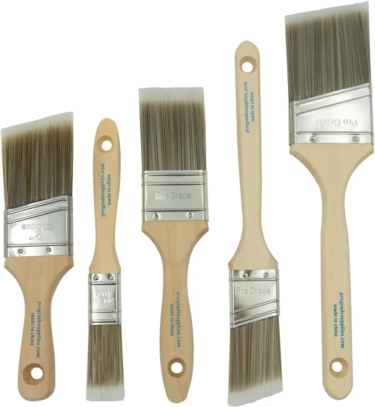 Paint Brushes, 5-Piece, Paint Brush Set: Flat & Angle Brushes for Latex and Oil Paints, Stains, Interior & Exterior Home Improvement
