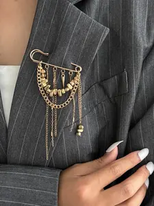 Hiphop Style Modern Irregular Beaded Fringe Brooch Accessory, Fashionable Commuter Multifunctional Pin Cuff Chain, Casual All Seasons Jewellery