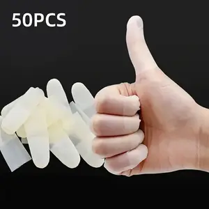 50 Transparent Latex Finger Cots, Non-Slip Anti-Static Dustproof Protective Covers, Ideal for Nail Art & Electronics, One-Time Use