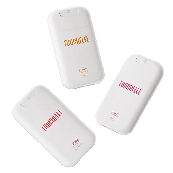 TOUCHFEEL Moisturizing Hand Sanitizer Spray, Refillable 28ml Hand Mist with Fruity Aroma, Hydrating Skin Health Formula, Peach, Berry & Grapefruit Trio, 3 Pack, Skin Health Hand Sanitizers