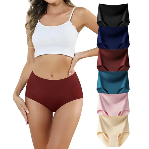 LEVAO 6 Pack Women’s Seamless High Waisted Panties Full Coverage Underwear Soft Stretch S-XXL