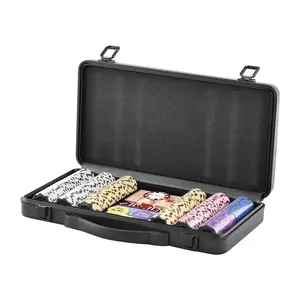 VEVOR Poker Chip Set, 300-Piece Poker Set, Complete Poker Playing Game Set with Carrying Case, Heavyweight 14 Gram Casino Clay Chips, Cards, Buttons and Dices, for Texas Hold'em, Blackjack, Gambling