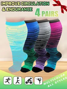 Men Women Compression Socks, 20-30 Mmhg Wide Calf Plus Size, Circulation Running Nurse Pregnant Leg Swelling Relief