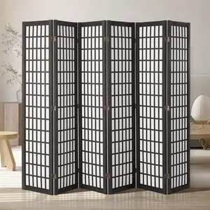 【FathersDayGift】VEVOR Room Divider, 6 Panel Japanese Room Divider, Folding Privacy Screen Indoor, Portable Partition Dividers and Decoration Screens, for Room Separation, Home, Office, Restaurant & Bedroom (Black)