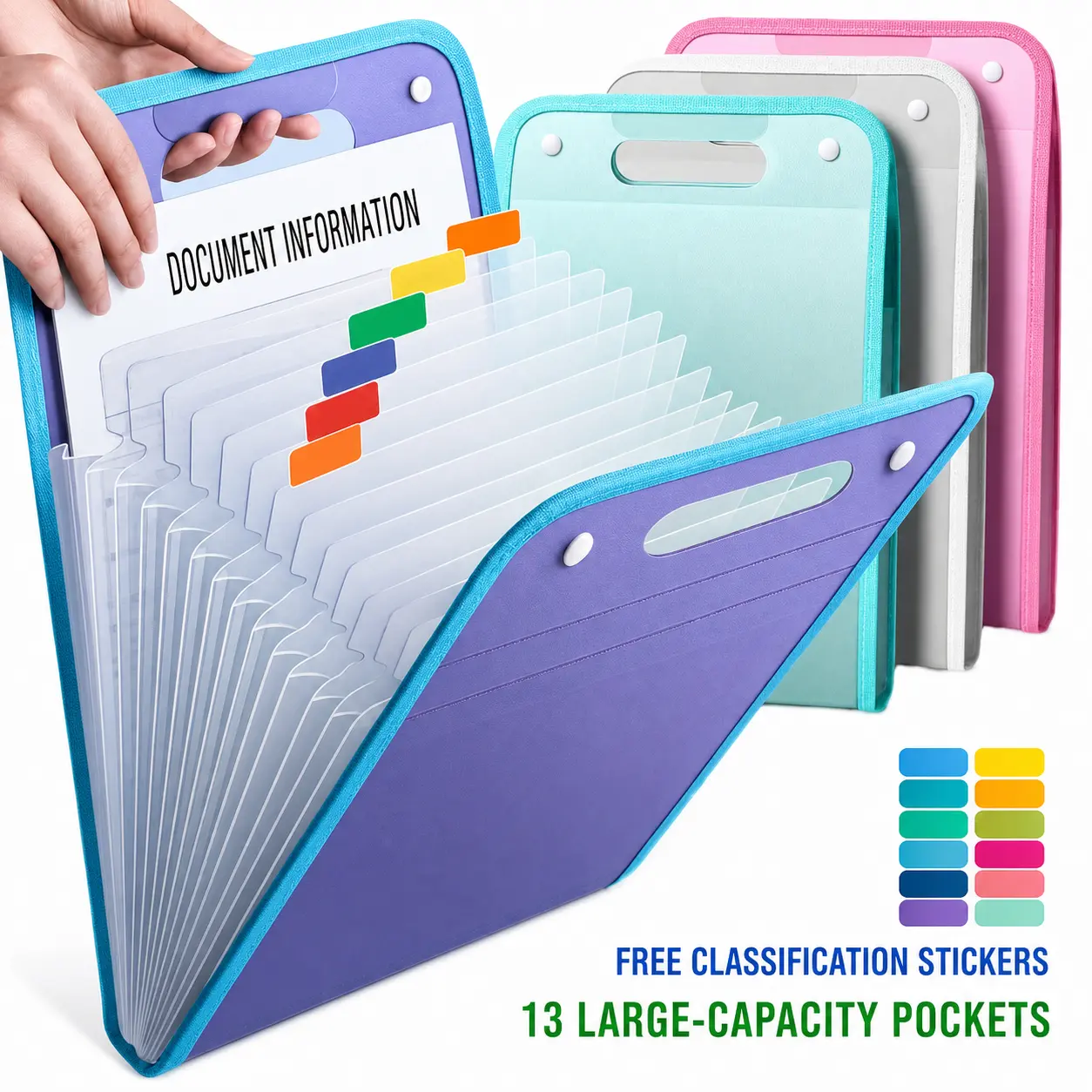 13-Groove Heavy-Duty Vertical PP Plastic File Folder - Home & Office Accessories, Top-Opening, Markable Dividers, Thick Base, A4 Paper Compatible, 13-Layer Laminated Document Organizer for Efficient Access & Organization, 13-Groove Design