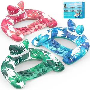 Pool Floats, 3 Pack Inflatable Pool Float Chairs with Cupholders & Handles, Pool Floats Adult & Kids Perfect for Pool Lake & Rivers, Pool Toys Party, Relaxing Inflatable Chair for Swimming Pool for Gifts for Women