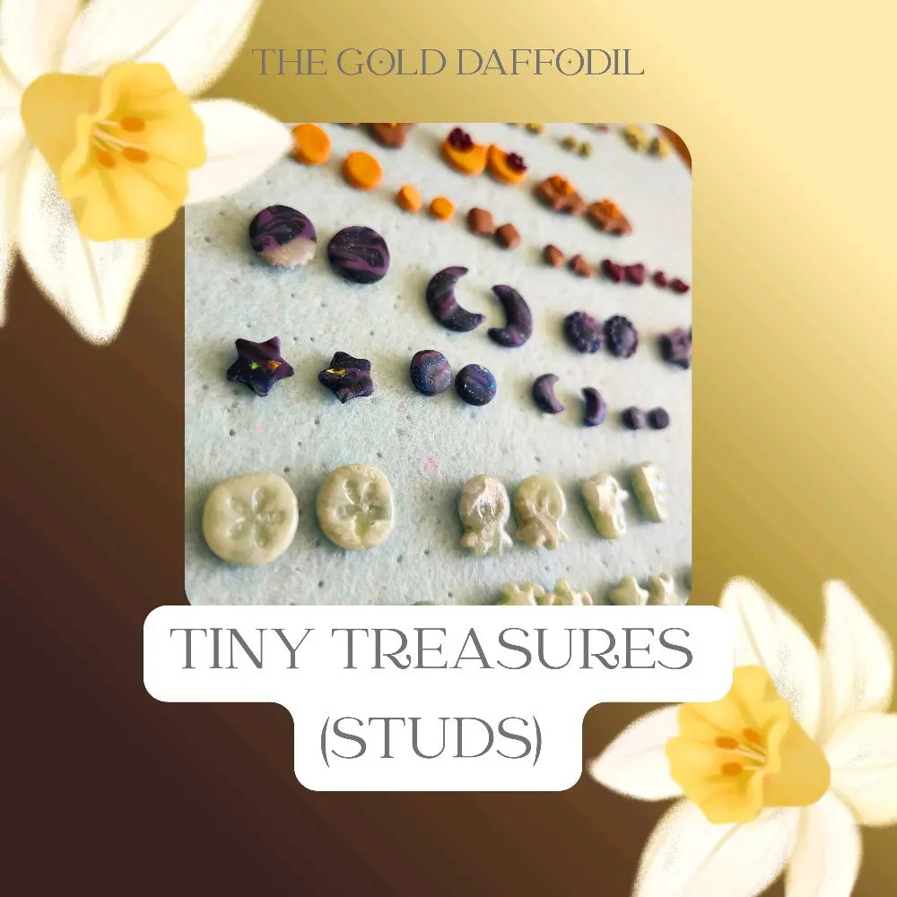 Tiny Treasure Studs - One of a kind - unique polymer clay studs for women